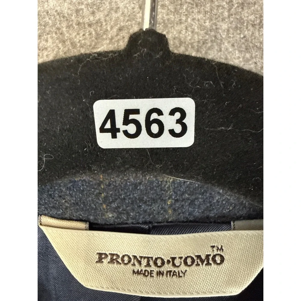 Pronto Uomo Mens 42R Blazer Wool Cashmere Luxury Fabric Made in Italy Plaid Gray